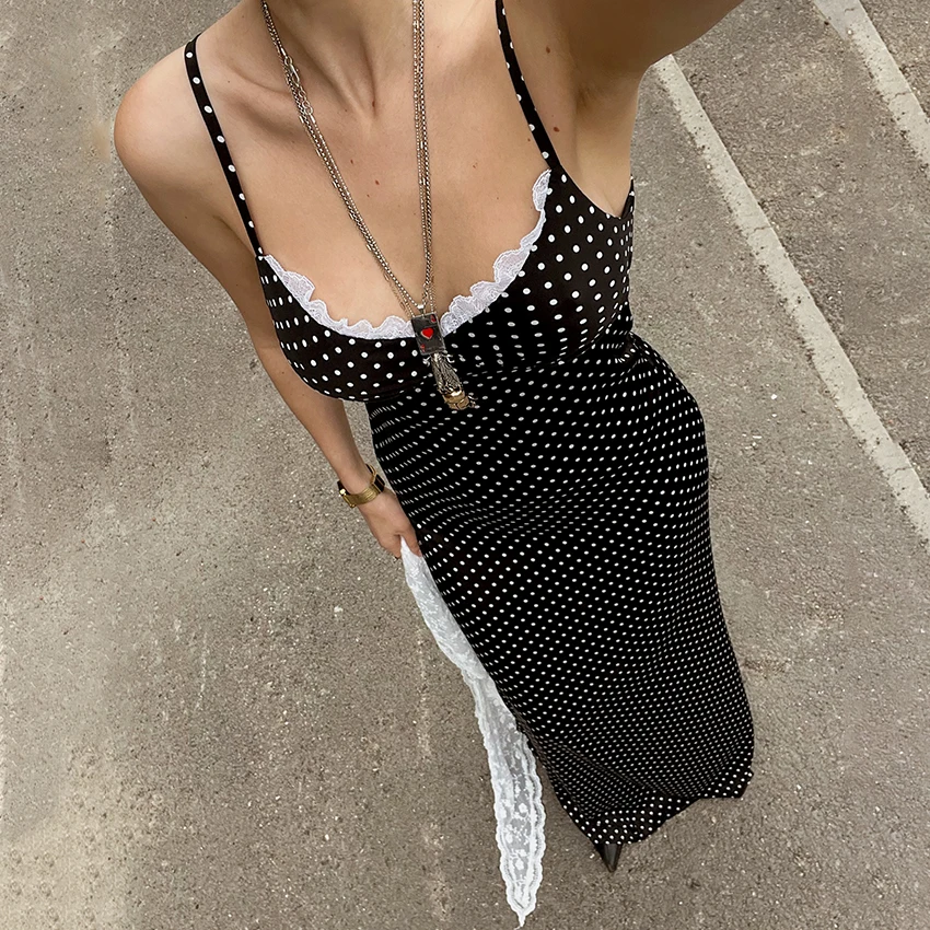 Linad Summer Lace Spaghetti Strap Holiday Dresses For Woman Street Slim Dot Dress Elegant High Waist Backless Long Dress 2025
Linad Summer Lace Spaghetti Strap Holiday Dresses For Woman Street Slim Dot Dress Elegant High Waist Backless Long Dress 2025