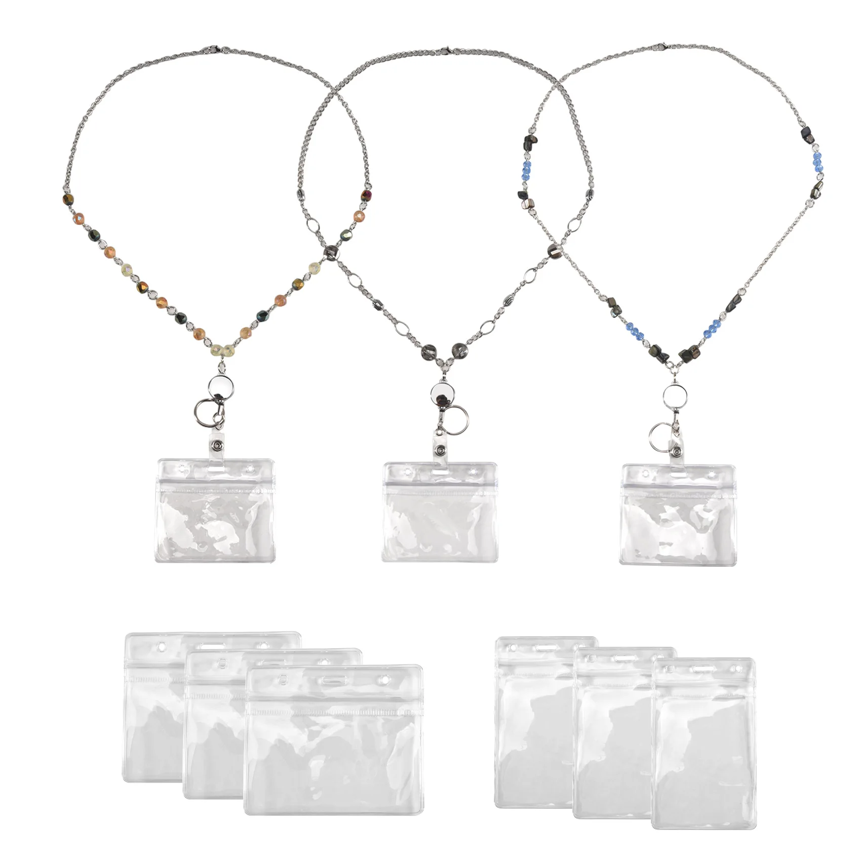 3 Pcs Retractable Badge Reels Lanyard With Name Card ID Holder For Women Fashion Beaded Badge Lanyard Necklace
3 Pcs Retractable Badge Reels Lanyard With Name Card ID Holder For Women Fashion Beaded Badge Lanyard Necklace