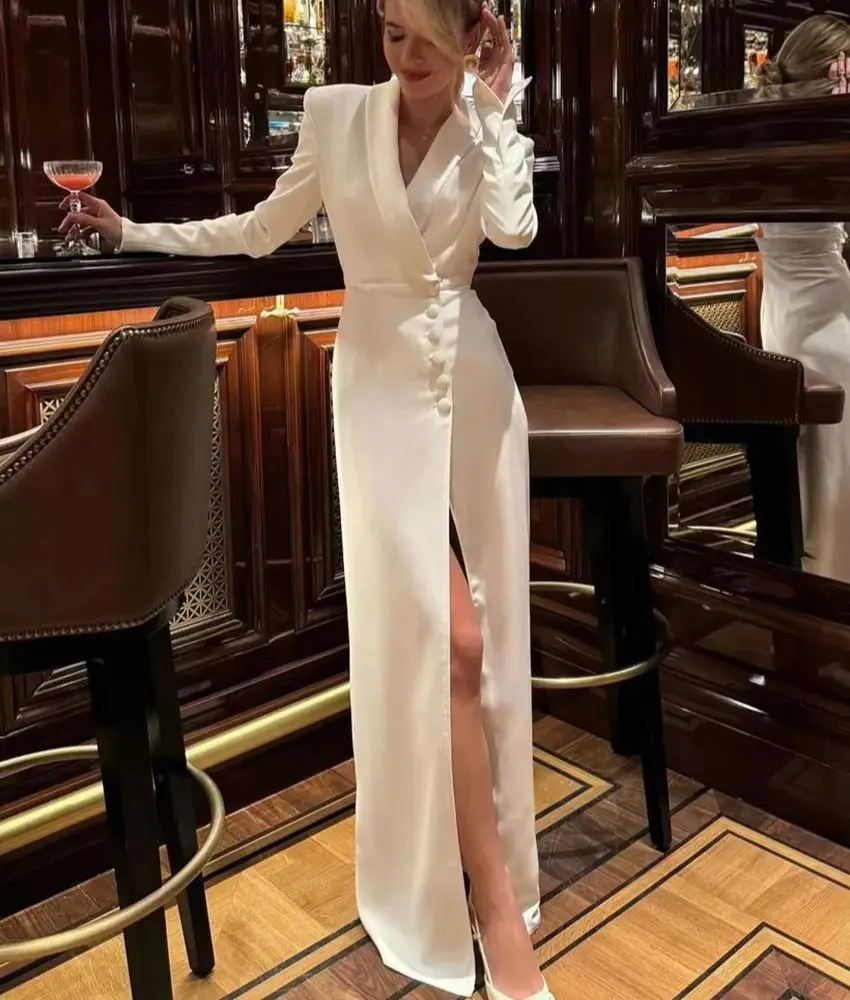 2026 Fashion Slim White Dress Bodycon Lapel Long Sleeve Ankle Length Dress Party Elegant Classic Slit Dresses For Women
2026 Fashion Slim White Dress Bodycon Lapel Long Sleeve Ankle Length Dress Party Elegant Classic Slit Dresses For Women