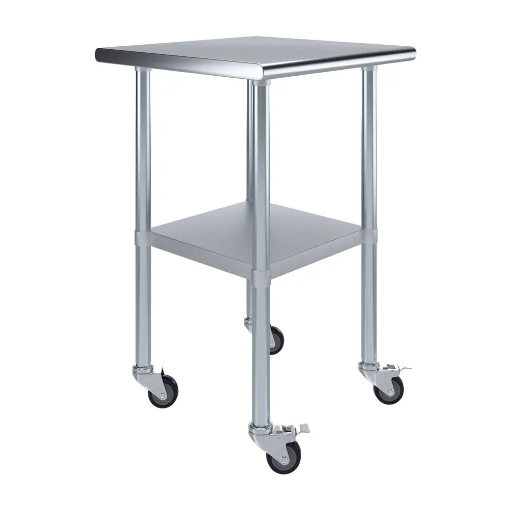 24 in. x 24 in. Stainless Steel Work Table with Wheels Metal Kitchen Food Prep Table NSF
24 in. x 24 in. Stainless Steel Work Table with Wheels Metal Kitchen Food Prep Table NSF