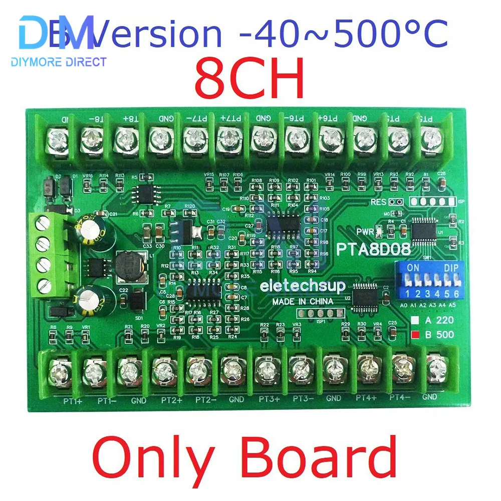 Temperature Sensor Module 8ch DC 8-30V PT100 RTD RS485 Modbus RTU Platinum Thermal Resistance Collector -40~500C
Temperature Sensor Module 8ch DC 8-30V PT100 RTD RS485 Modbus RTU Platinum Thermal Resistance Collector -40~500C