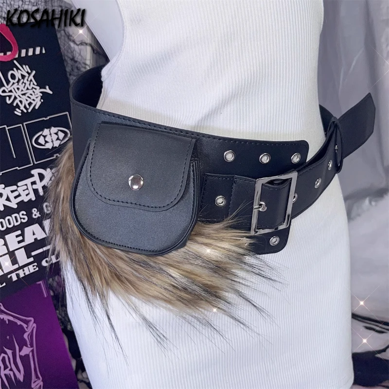 Fur Patchwork Pu Leather Vintage Women's Handbags Punk Y2k Aesthetic Belt Mini Bags Fashion Casual Purses Japanese Waist Packs
Fur Patchwork Pu Leather Vintage Women's Handbags Punk Y2k Aesthetic Belt Mini Bags Fashion Casual Purses Japanese Waist Packs