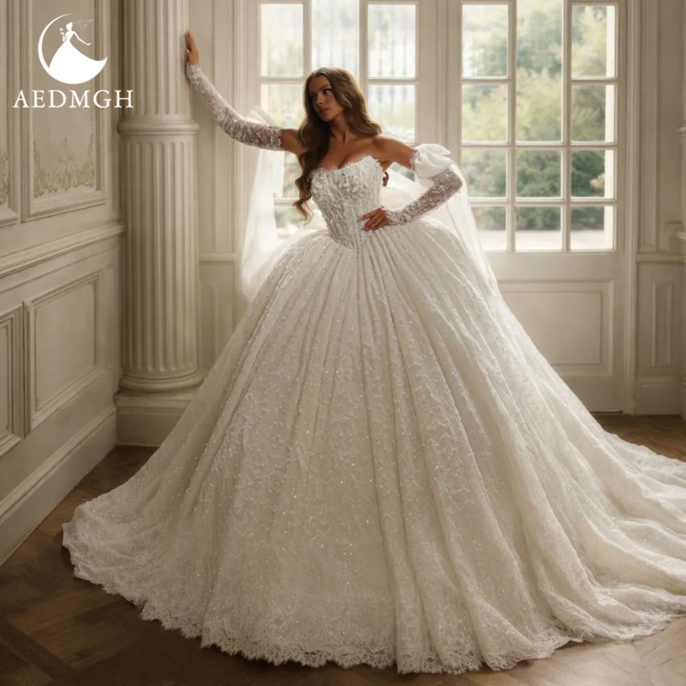 Aedmgh Ball Gown Elegant Wedding Dresses Strapless Detachable Sleeve Vestido De Novia Embroidery Glitter Custom Made Bridal Gown
Aedmgh Ball Gown Elegant Wedding Dresses Strapless Detachable Sleeve Vestido De Novia Embroidery Glitter Custom Made Bridal Gown