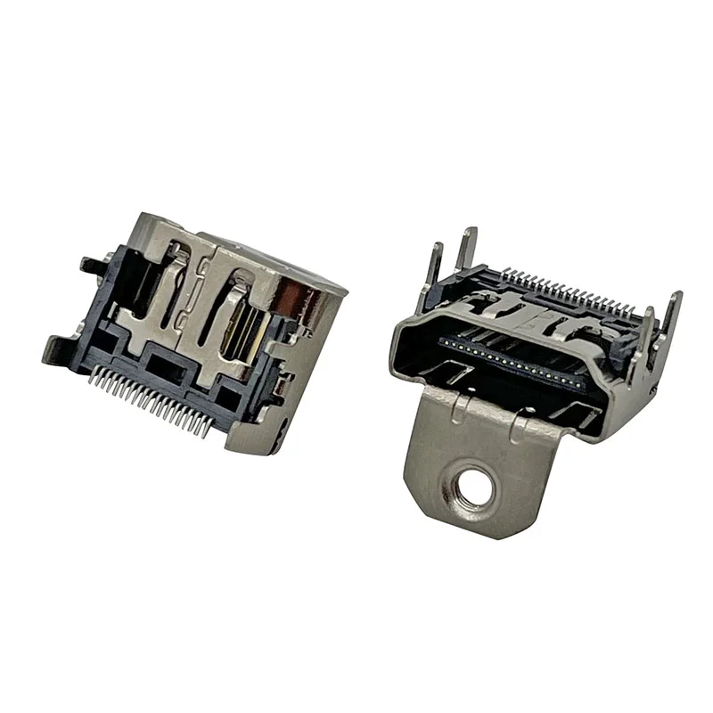 20PCS HDMI Type A female connector, 19-pin copper shell, 90-degree SMT surface mount with screw holes, ear W9.5
20PCS HDMI Type A female connector, 19-pin copper shell, 90-degree SMT surface mount with screw holes, ear W9.5