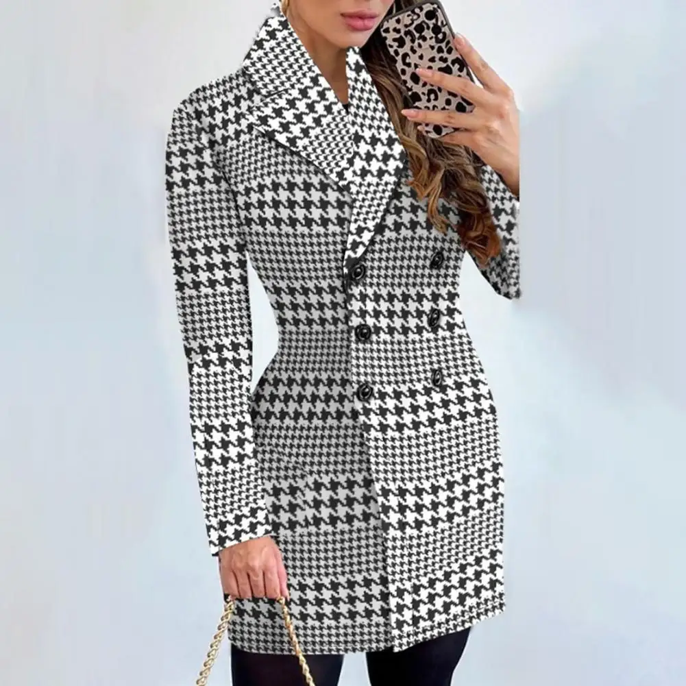 Mid Length Commute Coat Plaid Suit Coat Stylish Plaid Print Double-breasted Women's Suit Coat Slim Fit Long Sleeve for Formal
Mid Length Commute Coat Plaid Suit Coat Stylish Plaid Print Double-breasted Women's Suit Coat Slim Fit Long Sleeve for Formal