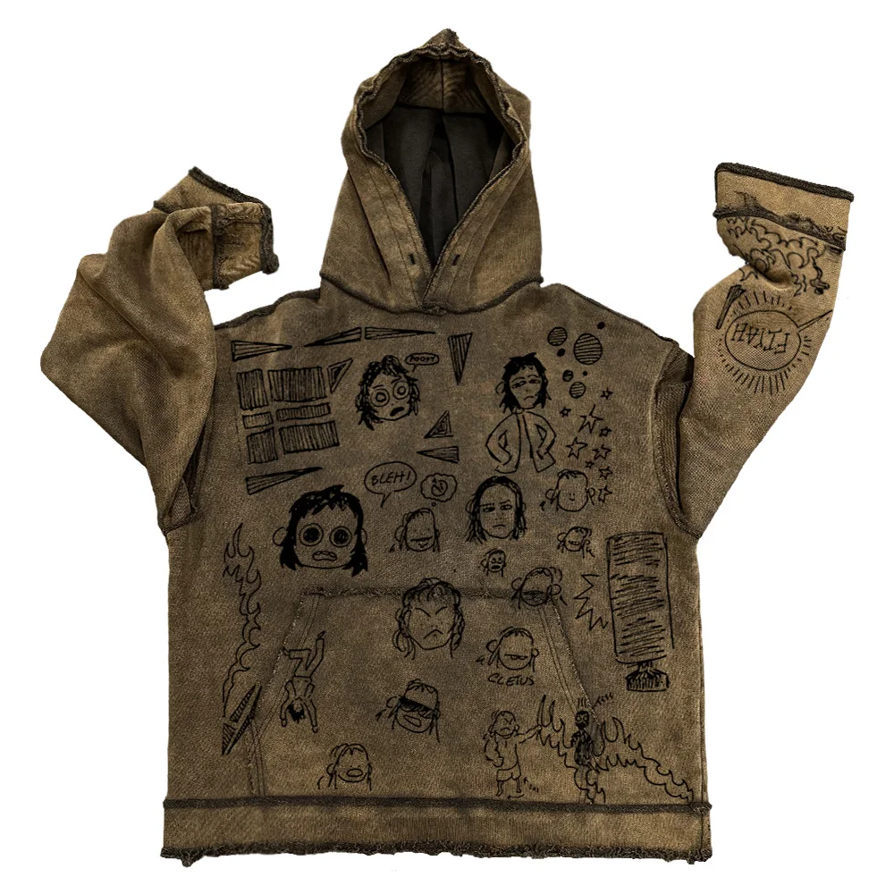 Retro American Graffiti Washed Frayed Hem Hoodie Sweatshirt Lazy Style Clothing Vintage Feelings for Casual Wear
Retro American Graffiti Washed Frayed Hem Hoodie Sweatshirt Lazy Style Clothing Vintage Feelings for Casual Wear