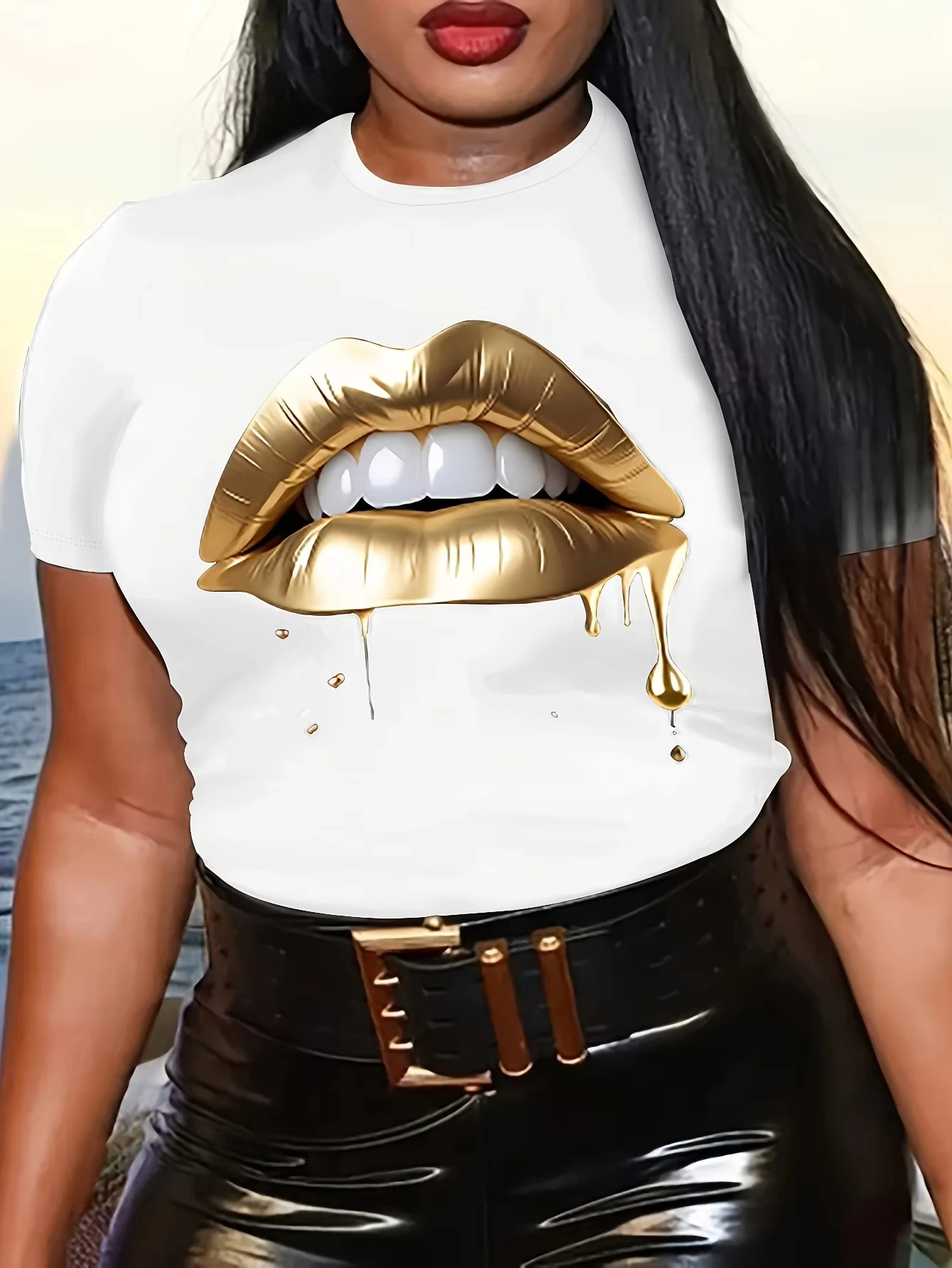 Lips Print Crew Neck T-Shirt, Casual Short Sleeve T-Shirt For Spring & Summer, Women's Clothing
Lips Print Crew Neck T-Shirt, Casual Short Sleeve T-Shirt For Spring & Summer, Women's Clothing