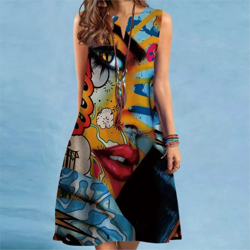 Ladies Retro Printed Dress 2024 Summer New Sexy Women's Printed V-neck Sleeveless Big Swing Dress Elegant Bohemian Chic Dresses
Ladies Retro Printed Dress 2024 Summer New Sexy Women's Printed V-neck Sleeveless Big Swing Dress Elegant Bohemian Chic Dresses