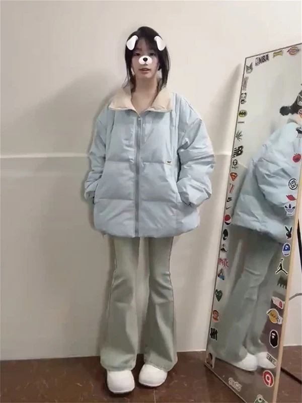 Thickened Cotton Jacket Women's Winter Coat Stand Collar Patchwork Bread Style Warm School Uniform Blue New Arrival
Thickened Cotton Jacket Women's Winter Coat Stand Collar Patchwork Bread Style Warm School Uniform Blue New Arrival