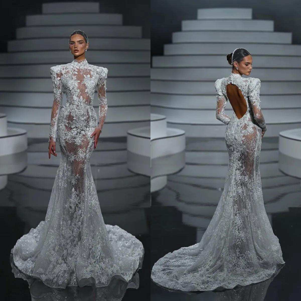 Изящные свадебные платья Русалка с высоким воротом и аппликацией, с открытой спиной и длинными рукавами, свадебные платья, платья de novia по индивидуальному заказу
Изящные свадебные платья Русалка с высоким воротом и аппликацией, с открытой спиной и длинными рукавами, свадебные платья, платья de novia по индивидуальному заказу