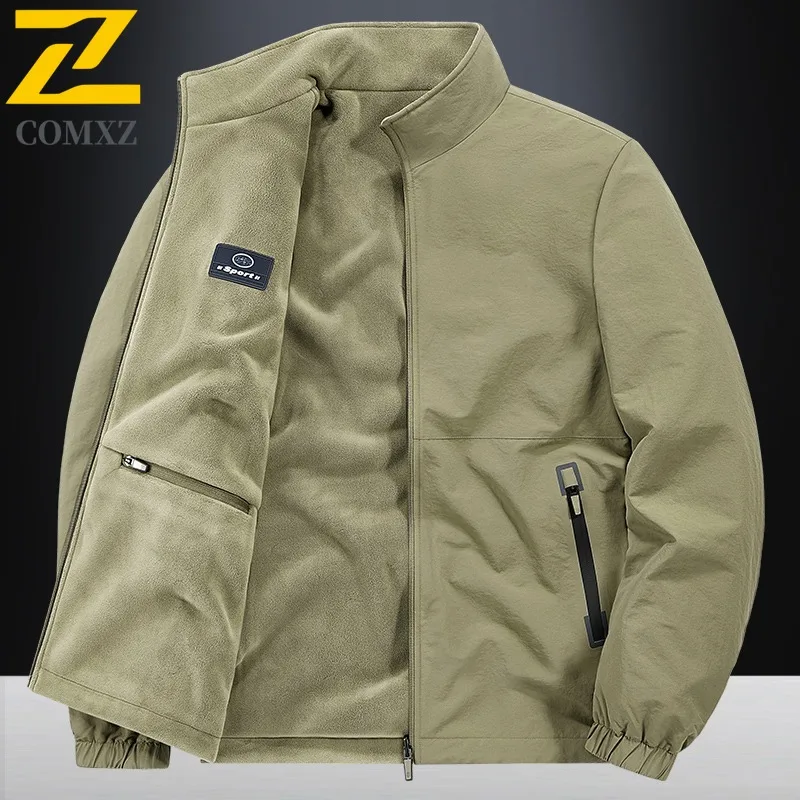 COMXZ 2025 New Reversible Jacket Men Autumn Winter Fleece Lined Warm Stand Collar Coat Outdoor Waterproof Hiking Casual Garment
COMXZ 2025 New Reversible Jacket Men Autumn Winter Fleece Lined Warm Stand Collar Coat Outdoor Waterproof Hiking Casual Garment