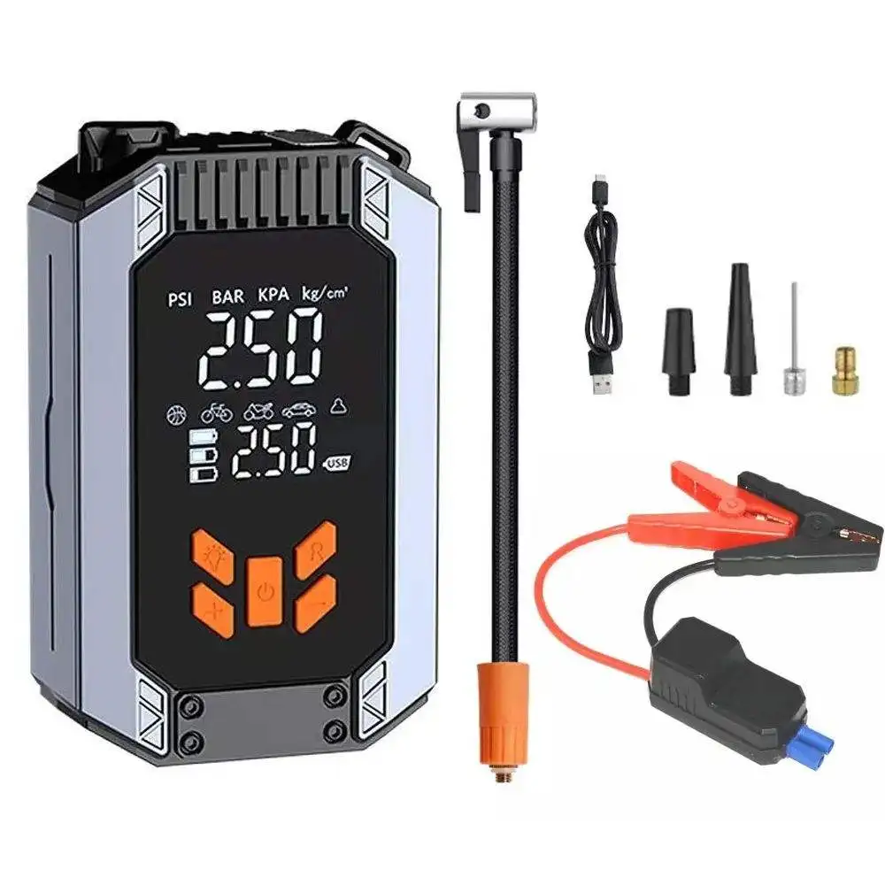 Portable Car Jump Starter 12V Power Bank 7200Mah Car Jump Starter Power Inflator Jump Starter With Air Pump
Portable Car Jump Starter 12V Power Bank 7200Mah Car Jump Starter Power Inflator Jump Starter With Air Pump