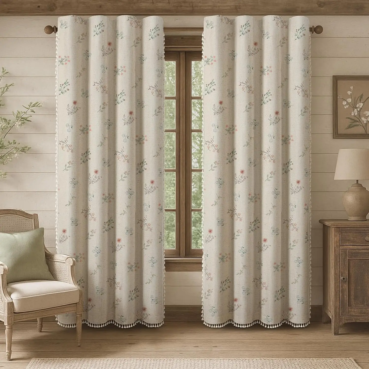 Boho Floral 100% Blackout Curtains 90 Inch Length 2 Panels Set, Linen Texture Farmhouse Curtains with Tassel for Living Room
Boho Floral 100% Blackout Curtains 90 Inch Length 2 Panels Set, Linen Texture Farmhouse Curtains with Tassel for Living Room