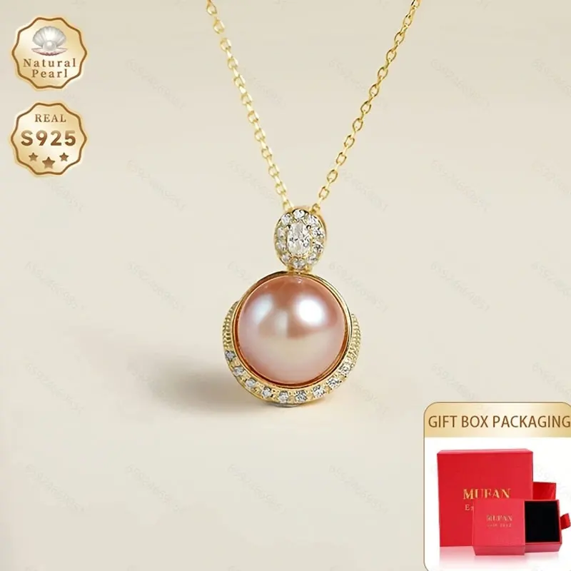 Mufan Jewelry Pink Purple round Natural Freshwater Pearl Necklace for Women Fashion Pendant S925 Silver 9-10mm Gift Box Included
Mufan Jewelry Pink Purple round Natural Freshwater Pearl Necklace for Women Fashion Pendant S925 Silver 9-10mm Gift Box Included