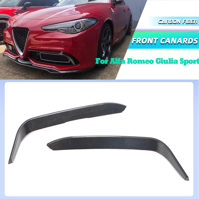 Carbon Fiber Car Front Bumper Canards for Alfa Romeo Giulia Sport Sedan 4-Door 2016-2020 Racing Front Fog Lamp Trims FRP 
Carbon Fiber Car Front Bumper Canards for Alfa Romeo Giulia Sport Sedan 4-Door 2016-2020 Racing Front Fog Lamp Trims FRP