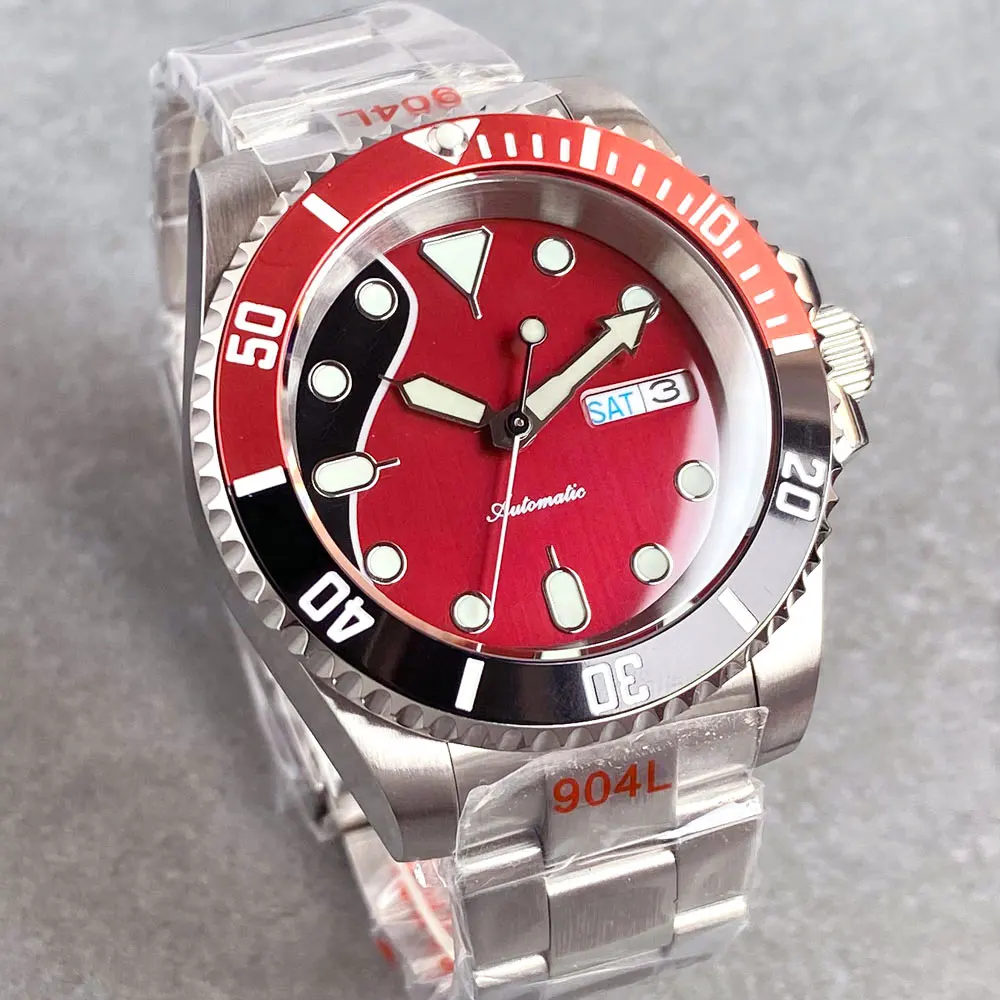 20ATM Tandorio 40mm Date Weekday NH36A Movement Nologo Red Black Dial Lume Mechanical Watch Men Sapphire 120 Clicks Insert
20ATM Tandorio 40mm Date Weekday NH36A Movement Nologo Red Black Dial Lume Mechanical Watch Men Sapphire 120 Clicks Insert