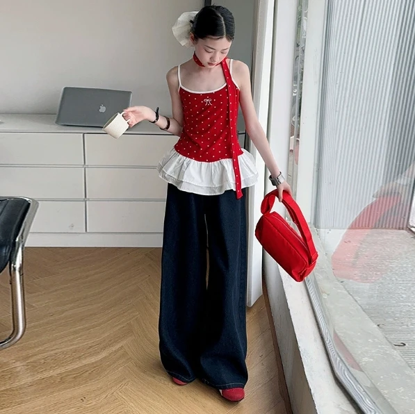 Girls' Blouse 2025 Summer New Children's Clothing Girls Baby Fashion Collision Color Splicing Flouncy Side Polka Dot Halter Vest
Girls' Blouse 2025 Summer New Children's Clothing Girls Baby Fashion Collision Color Splicing Flouncy Side Polka Dot Halter Vest