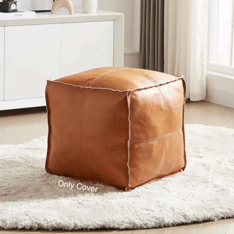 Pouf Ottoman, Unstuffed Pouf Cover, Handmade Faux PU Leather Moroccan, Brown 17.7" Square, Feet Rest for Living Room, Floor Cha
Pouf Ottoman, Unstuffed Pouf Cover, Handmade Faux PU Leather Moroccan, Brown 17.7" Square, Feet Rest for Living Room, Floor Cha