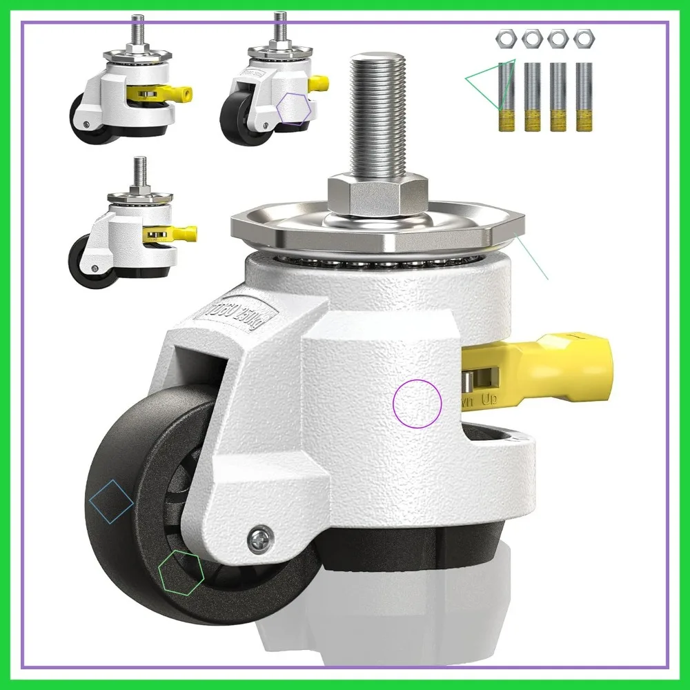 Heavy Duty Retractable Caster Wheels Set of 4, 2200 Lbs Capacity, Adjustable Leveling Stem Casters with Ratchet Handle
Heavy Duty Retractable Caster Wheels Set of 4, 2200 Lbs Capacity, Adjustable Leveling Stem Casters with Ratchet Handle