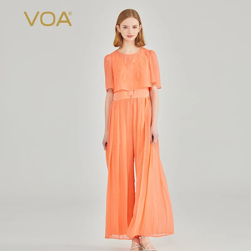 VOA 22 Momme Jacquard Silk Splice Double Layer Georgette Silk Flowering Silk fashion Two Piece Jumpsuit Women KE982
VOA 22 Momme Jacquard Silk Splice Double Layer Georgette Silk Flowering Silk fashion Two Piece Jumpsuit Women KE982