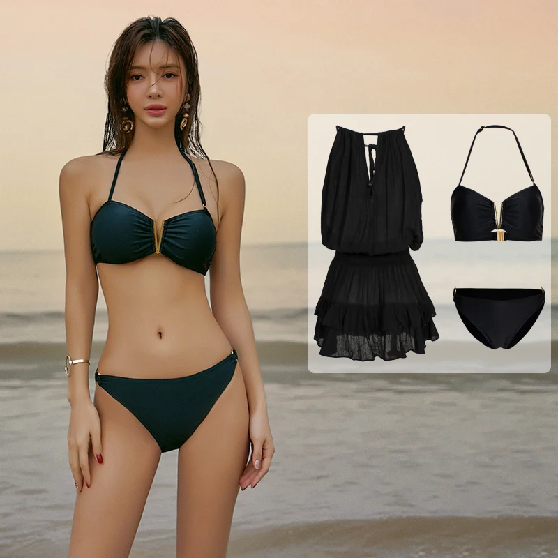 Swimsuit Women 3 Pieces Solid Bikini Sets Push Up Korean Style Bathing Suit Swim Dress Black 2024 New Ring Sexy
Swimsuit Women 3 Pieces Solid Bikini Sets Push Up Korean Style Bathing Suit Swim Dress Black 2024 New Ring Sexy
