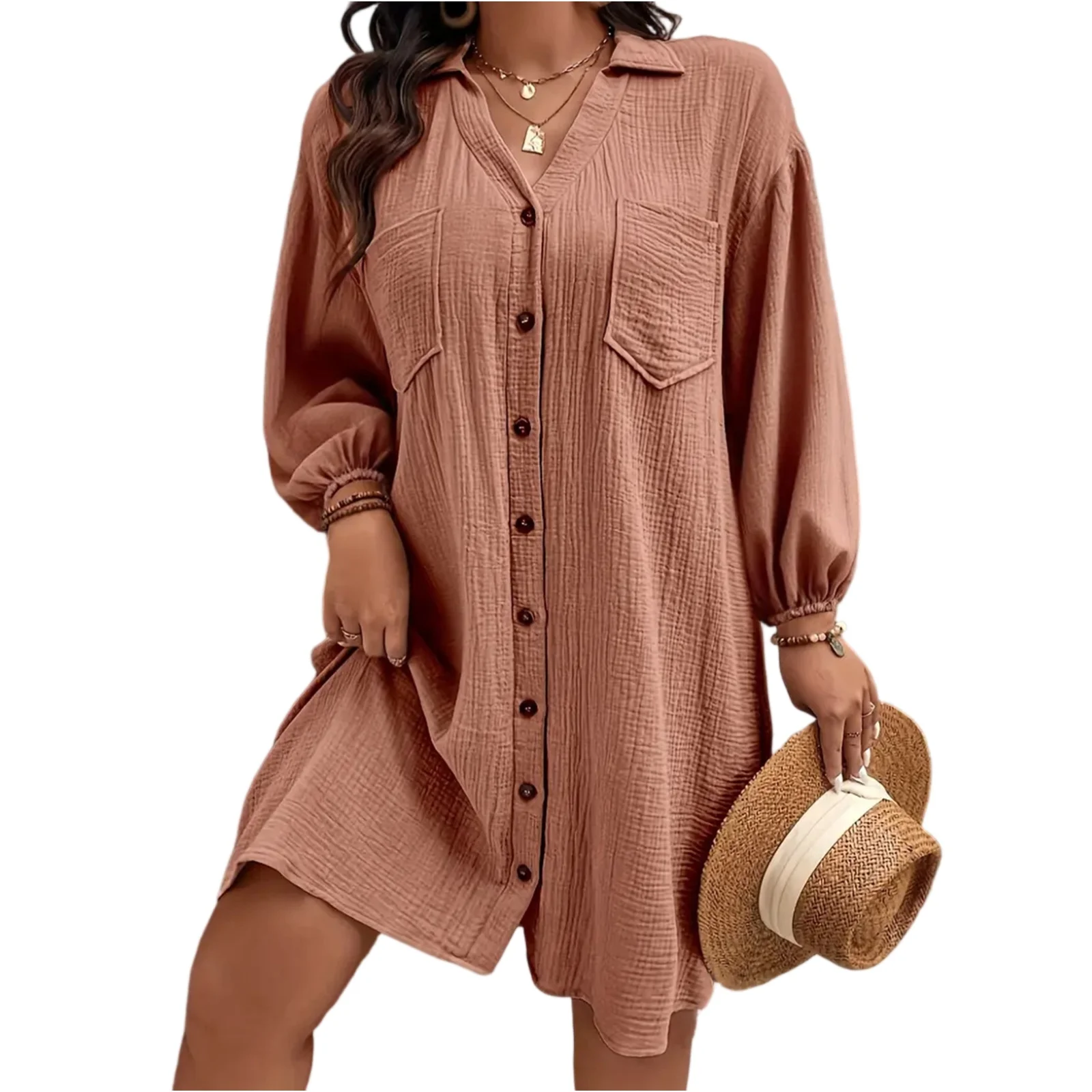 Повседневное удобное платье большого размера, женское повседневное однотонное платье-кардиган на пуговицах с длинными рукавами, свободное успокаивающее платье
Повседневное удобное платье большого размера, женское повседневное однотонное платье-кардиган на пуговицах с длинными рукавами, свободное успокаивающее платье