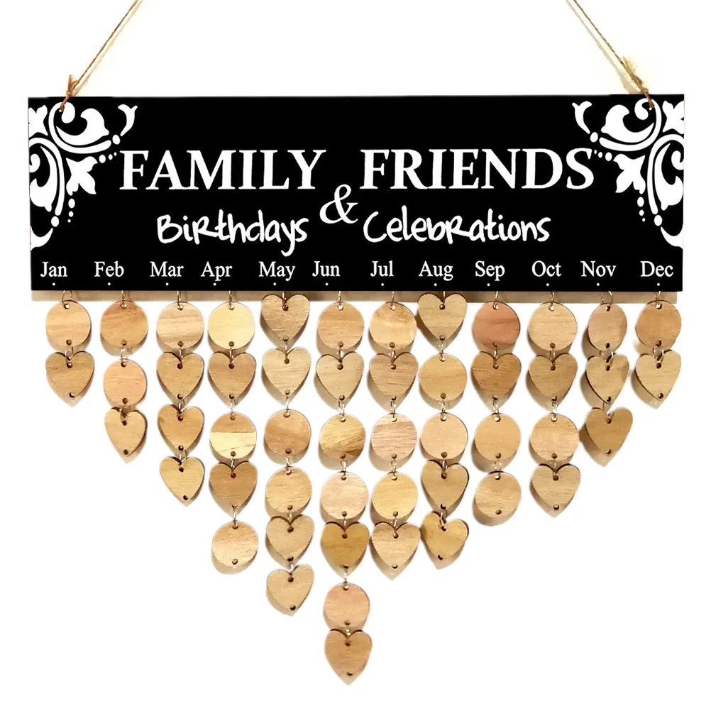 102Pcs DIY Wooden Family Birthday Calendar Board with 25 Heart 25 Round Discs Iron Wire Hemp Rope Hanging Wall Decor Home Office
102Pcs DIY Wooden Family Birthday Calendar Board with 25 Heart 25 Round Discs Iron Wire Hemp Rope Hanging Wall Decor Home Office