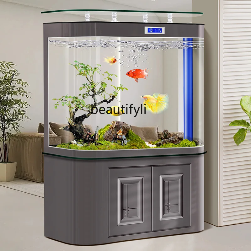 Fish tank living room large hot bending glass double round bottom filter aquarium, smart home integrated molding
Fish tank living room large hot bending glass double round bottom filter aquarium, smart home integrated molding
