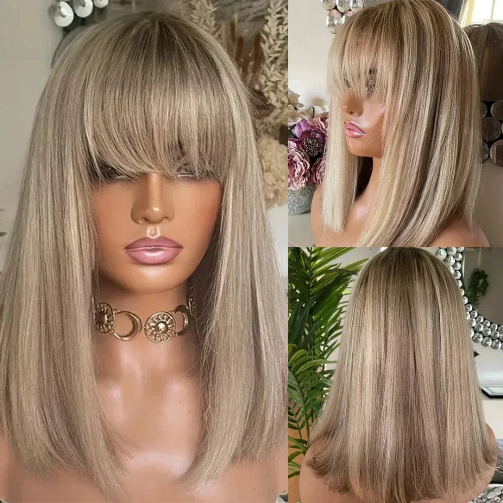 Ombre Blonde Glueless Short Straight Bob Wig 13x4 Lace Front with Bangs for Women Daily Party Cosplay No Glue Required
Ombre Blonde Glueless Short Straight Bob Wig 13x4 Lace Front with Bangs for Women Daily Party Cosplay No Glue Required