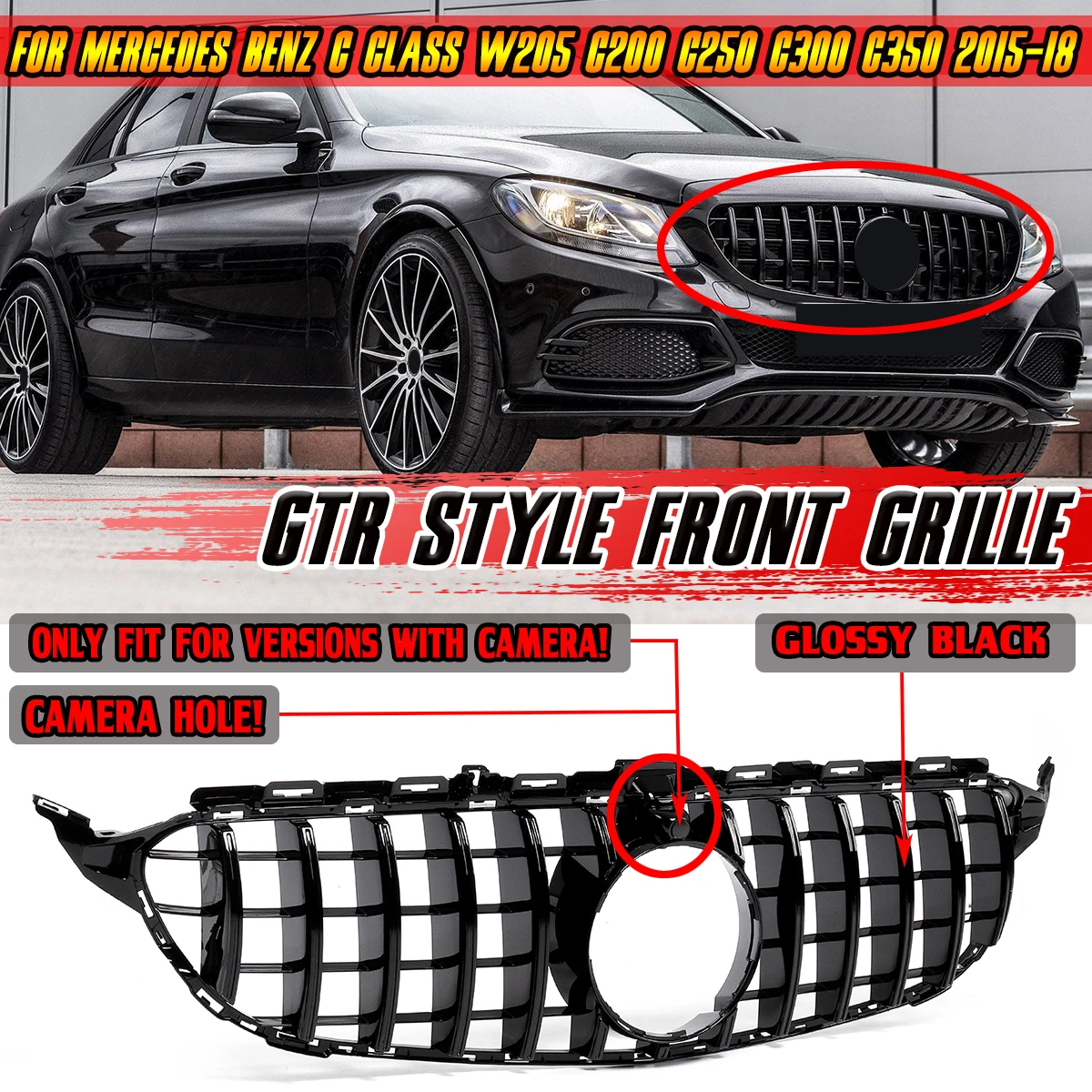 GTR Style Car Front Grill Grille Black/Silver For Mercedes Benz W205 C200 C250 C300 C350 2015 2016 2017 2018
GTR Style Car Front Grill Grille Black/Silver For Mercedes Benz W205 C200 C250 C300 C350 2015 2016 2017 2018