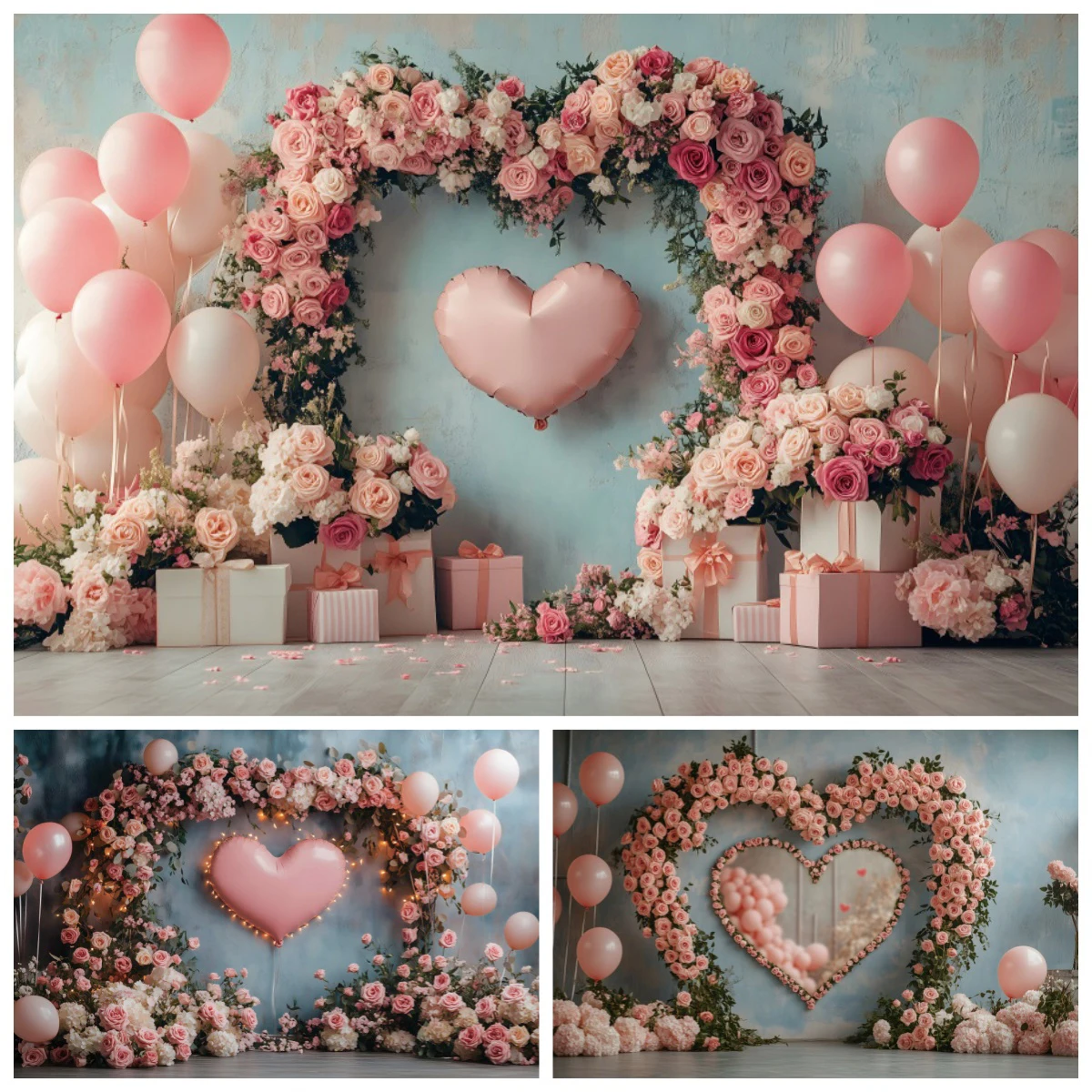 Pink Flower Love Heart Photography Backdrop Colorful Balloons Wedding Birthday Party Decoration Valentine's Day Photo Background
Pink Flower Love Heart Photography Backdrop Colorful Balloons Wedding Birthday Party Decoration Valentine's Day Photo Background