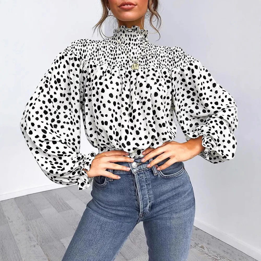 Women Leopard Print High Neck Lantern Long Sleeve Tied Detail Blouse Loose Casual Tops
Women Leopard Print High Neck Lantern Long Sleeve Tied Detail Blouse Loose Casual Tops