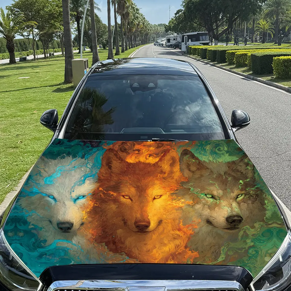 Triple Elemental Wolf Heads Car Vinyl Wrap, PVC Material Waterproof Car Hood Sticker, Self-Adhesive Scratch-Resistant Stickers f
Triple Elemental Wolf Heads Car Vinyl Wrap, PVC Material Waterproof Car Hood Sticker, Self-Adhesive Scratch-Resistant Stickers f