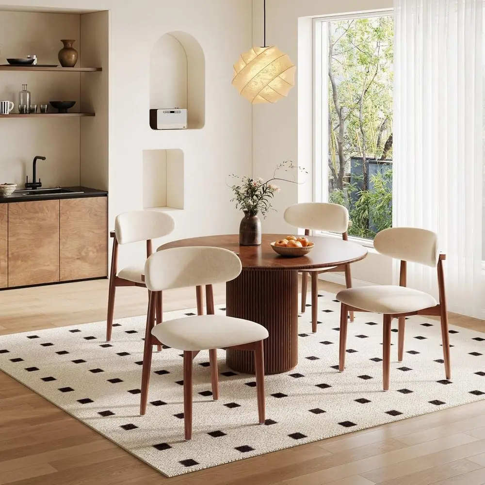 Upholstered Ergonomic Dining Chairs Set of 4, Beige, with Non-Slip Foot Pads
Upholstered Ergonomic Dining Chairs Set of 4, Beige, with Non-Slip Foot Pads