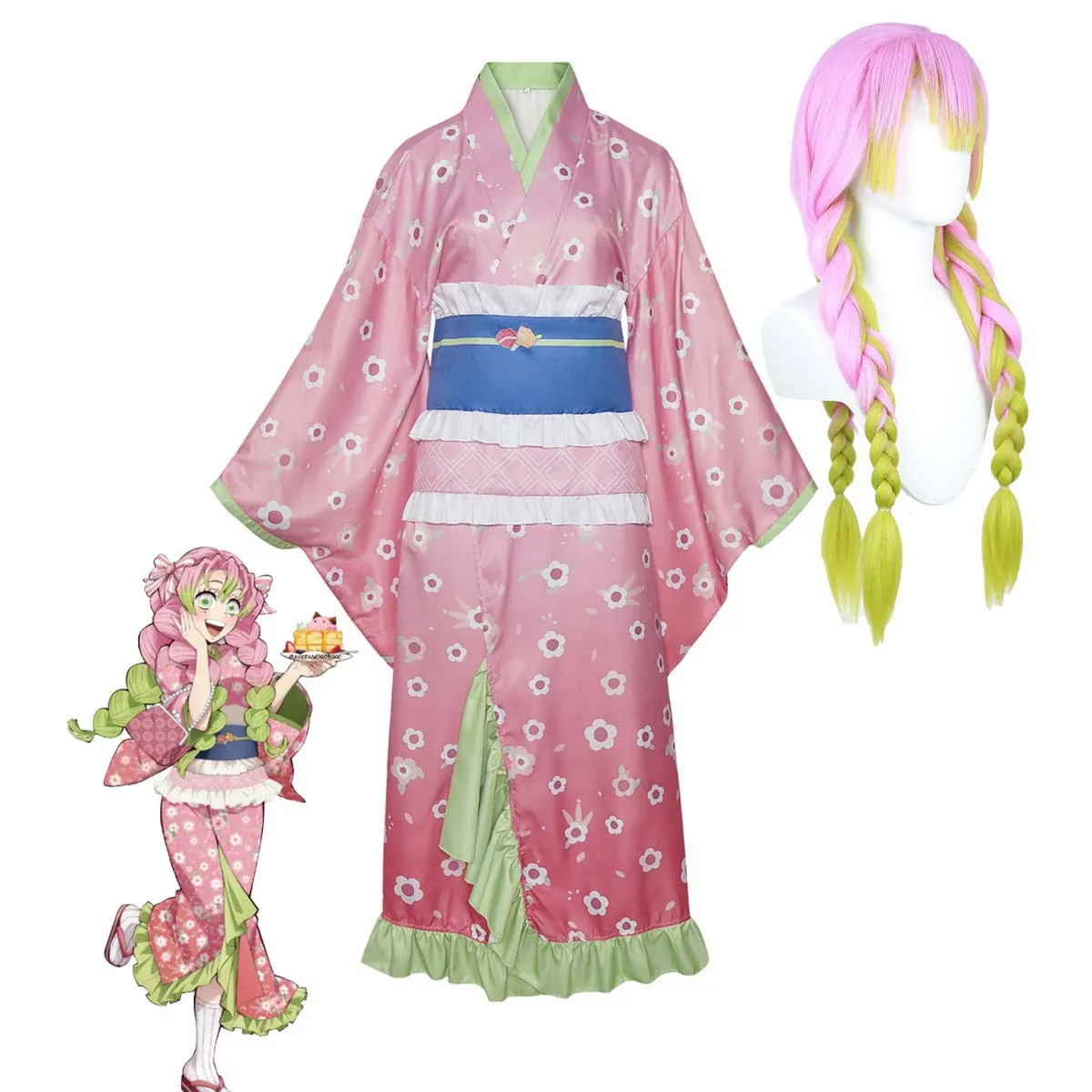 Женское аниме Demon Slayer Cos Kanroji Mitsuri, розовое кимоно для косплея, костюм или парик
Женское аниме Demon Slayer Cos Kanroji Mitsuri, розовое кимоно для косплея, костюм или парик