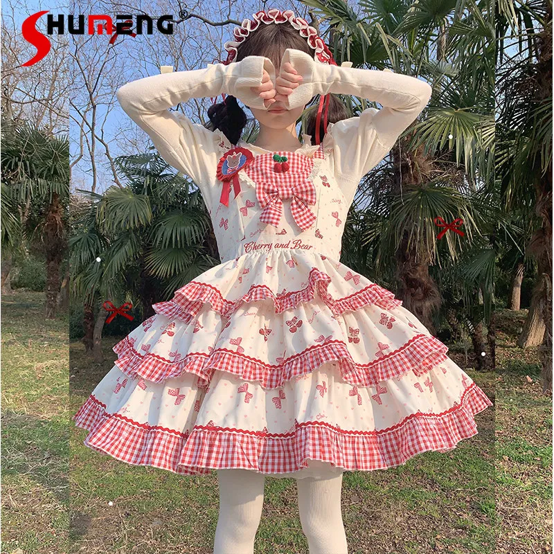 Original Japanese Sweet Cute Girl Princess JSK Dresses Plaid Bow High Waist Ruffled Tiered Kawaii Lolita Short Dress for Women
Original Japanese Sweet Cute Girl Princess JSK Dresses Plaid Bow High Waist Ruffled Tiered Kawaii Lolita Short Dress for Women