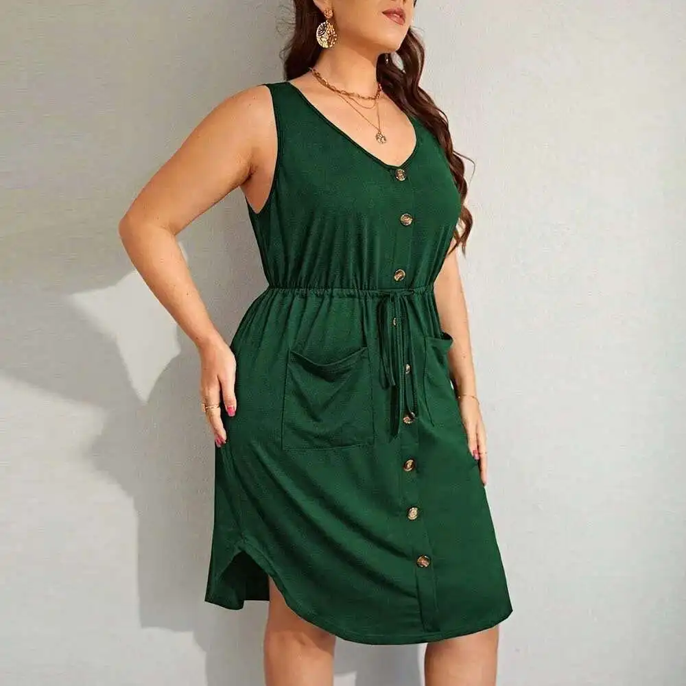 Size Large Women's Elegant Style U-neck Sleeveless Dress, Summer New High Waisted Solid Color A-line Mid Size Skirt for Women
Size Large Women's Elegant Style U-neck Sleeveless Dress, Summer New High Waisted Solid Color A-line Mid Size Skirt for Women