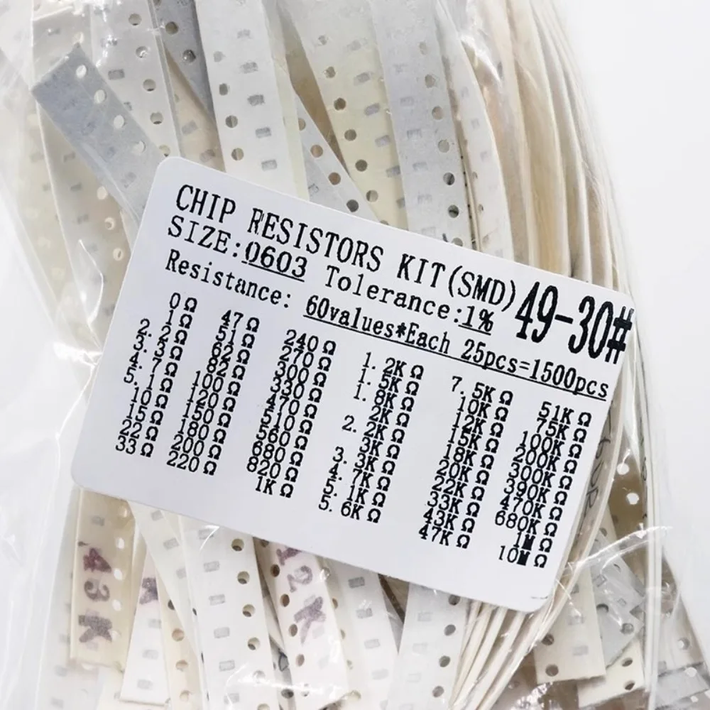 1500Pcs 60 Values 0603 SMD Resistor Kit 0 Ohm to 10M Ohm 1% Tolerance Miniature Resistor Set for Smartphone Watch PCB Repair and
1500Pcs 60 Values 0603 SMD Resistor Kit 0 Ohm to 10M Ohm 1% Tolerance Miniature Resistor Set for Smartphone Watch PCB Repair and