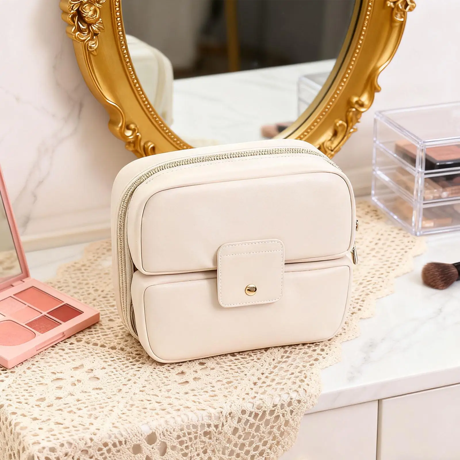 PU Leather Makeup Bag, Travel Cosmetic Storage Bag, Bathroom Cosmetic Organizer for Toiletries Girlfriend Brushes Set
PU Leather Makeup Bag, Travel Cosmetic Storage Bag, Bathroom Cosmetic Organizer for Toiletries Girlfriend Brushes Set