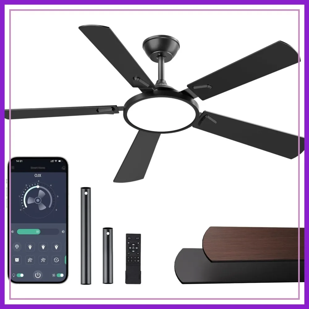 52" Ceiling Fan with Lights, Remote/APP Control, 3CCT, Quiet DC Motor, Dimmable, Modern for Bedroom, Living Room, Indoor/Outdoor
52" Ceiling Fan with Lights, Remote/APP Control, 3CCT, Quiet DC Motor, Dimmable, Modern for Bedroom, Living Room, Indoor/Outdoor