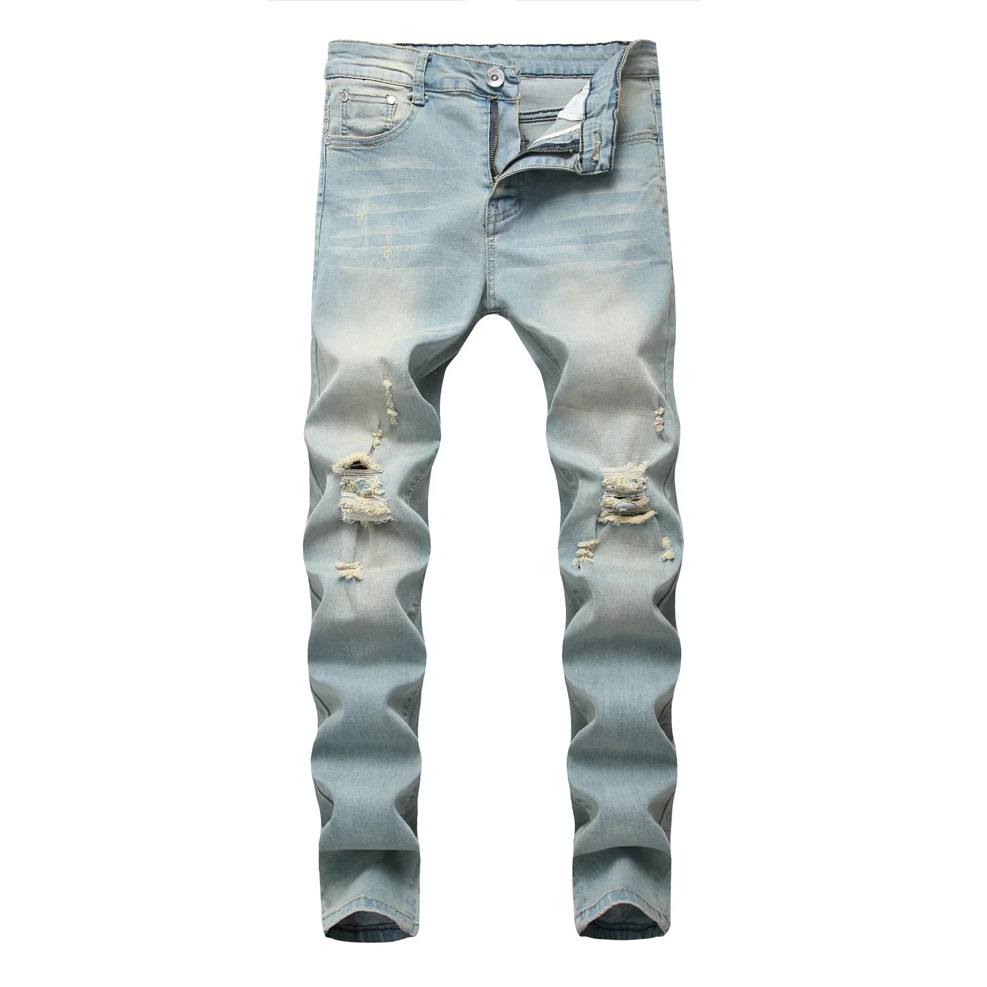 Punk Street Style Ripped Skinny Jeans Men Vintage Wash Solid Denim Trouser Mens Casual Slim Fit Pencil Denim Holes Pants 2025
Punk Street Style Ripped Skinny Jeans Men Vintage Wash Solid Denim Trouser Mens Casual Slim Fit Pencil Denim Holes Pants 2025