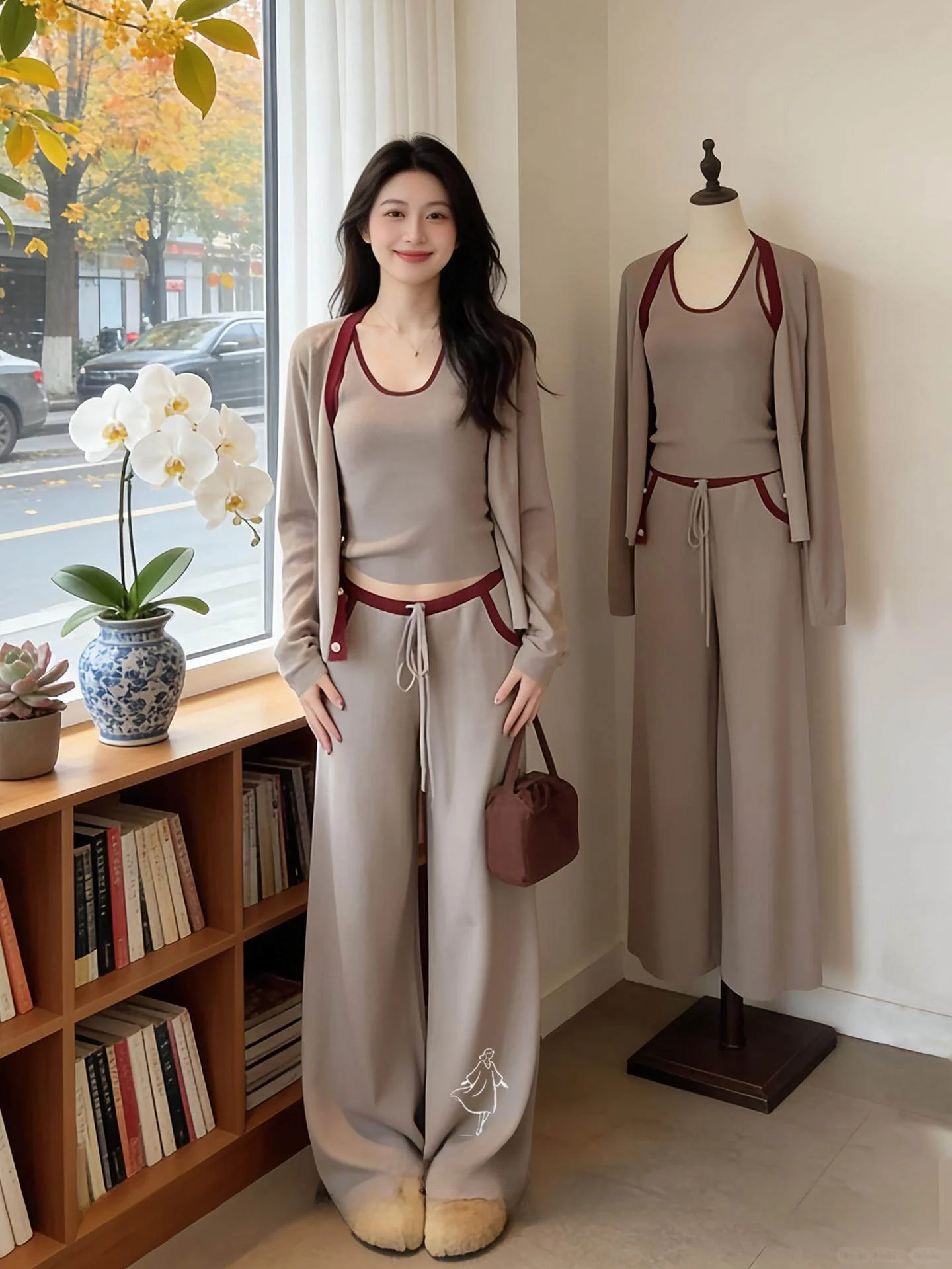 Korean Style Lazy Color Block Knitted Open Cardigan Tank Top High Waist Casual Pants Women's Fashion Set Three-Piece Suit
Korean Style Lazy Color Block Knitted Open Cardigan Tank Top High Waist Casual Pants Women's Fashion Set Three-Piece Suit