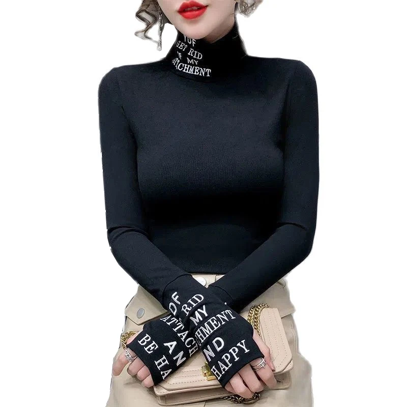 New Women's T-Shirts Half High Collar letter Long-sleeved Autumn Winter Undercoat Women T shirt for Female Woman T-shirtClothing
New Women's T-Shirts Half High Collar letter Long-sleeved Autumn Winter Undercoat Women T shirt for Female Woman T-shirtClothing