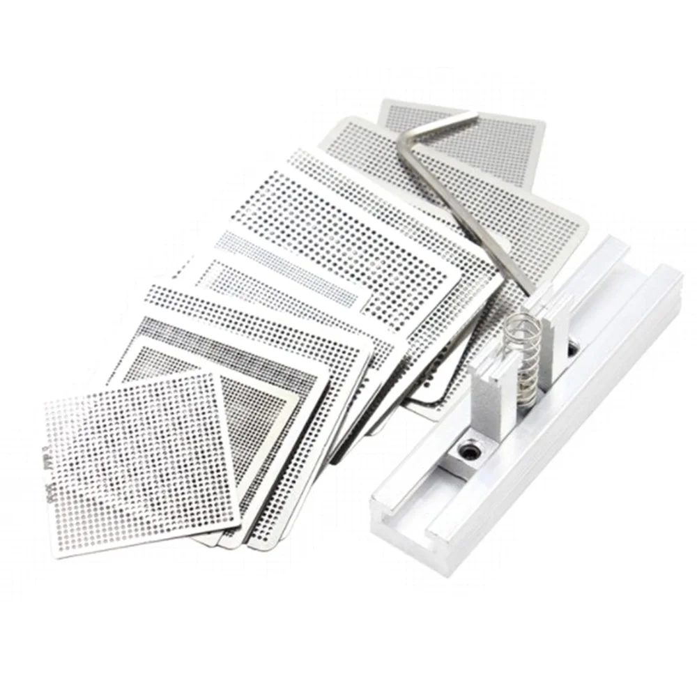 27 Pcs Steel Mesh Laptop Chip Flux BGA Reballing Stencil Template Kit with Universal Reball Station
27 Pcs Steel Mesh Laptop Chip Flux BGA Reballing Stencil Template Kit with Universal Reball Station