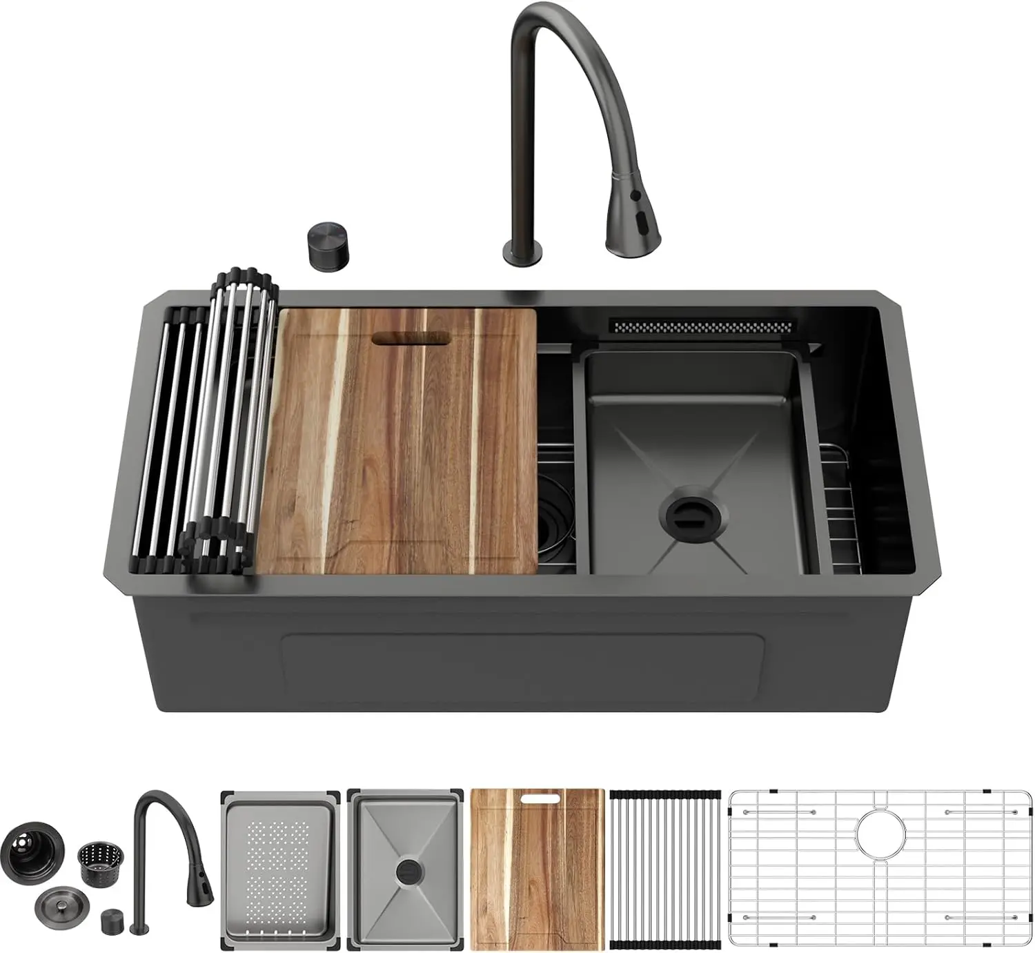 32 Inch Black Undermount Kitchen Sink for Home Use, 304 Stainless Steel, Single Bowl Workstation Sink
32 Inch Black Undermount Kitchen Sink for Home Use, 304 Stainless Steel, Single Bowl Workstation Sink