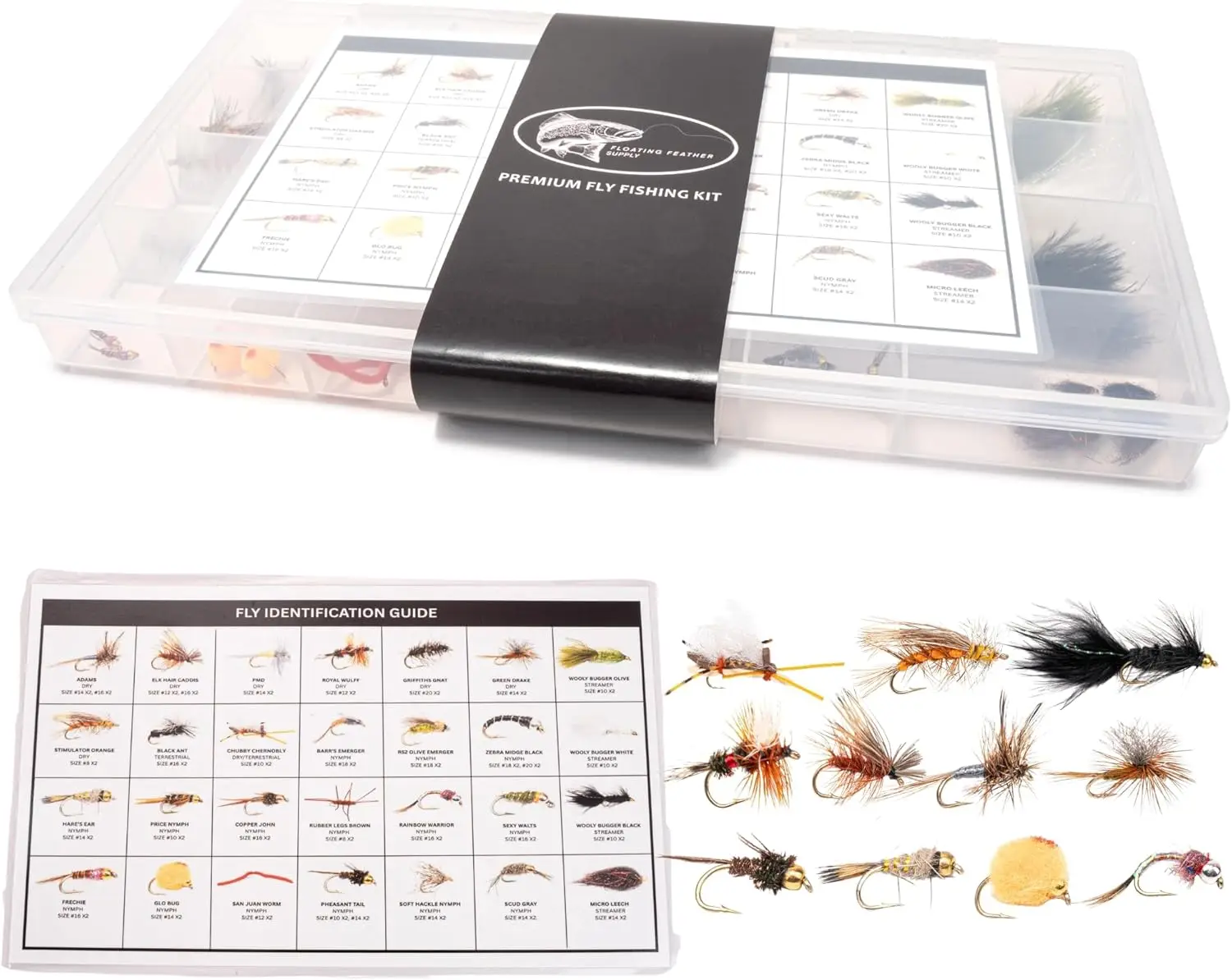 Fly Fishing Flies Kit, Hand-Tied Dry Nymph Streamer Set with Waterproof Box and ID Card for Trout Bass Panfish
Fly Fishing Flies Kit, Hand-Tied Dry Nymph Streamer Set with Waterproof Box and ID Card for Trout Bass Panfish