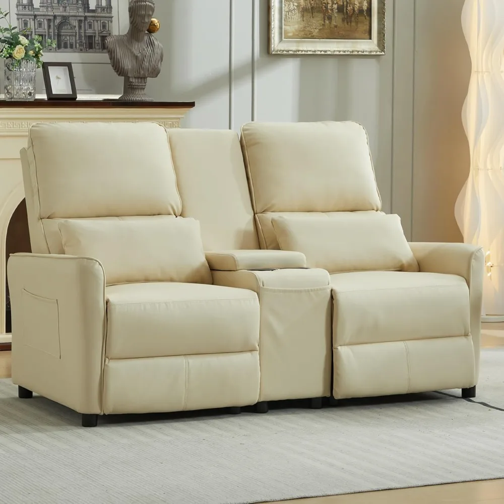 Loveseat Recliner, кожаный диван с двойными стенками и консолью, кресло для домашнего кинотеатра с подстаканником, бежевый
Loveseat Recliner, кожаный диван с двойными стенками и консолью, кресло для домашнего кинотеатра с подстаканником, бежевый