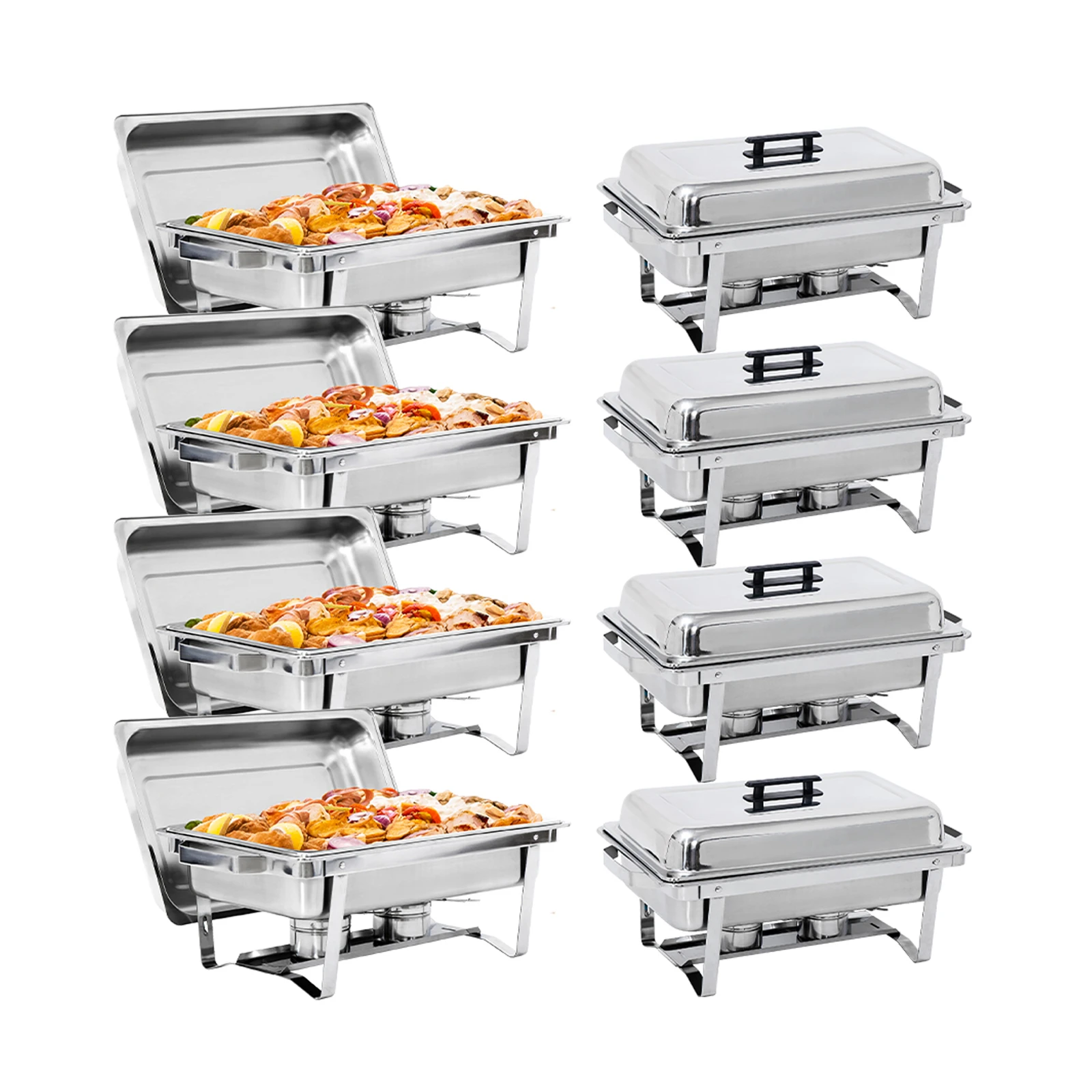 8 Pack 8QT Food Warmer Rectangular Chafing Dish Buffet Set w/Foldable Frame Legs
8 Pack 8QT Food Warmer Rectangular Chafing Dish Buffet Set w/Foldable Frame Legs