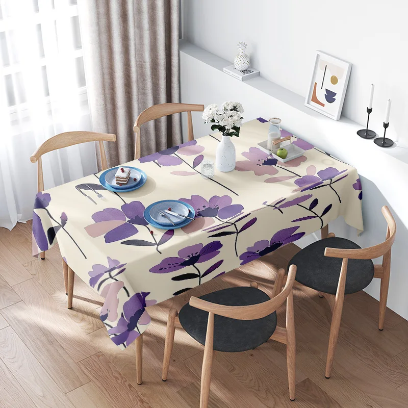 Modern Floral Tablecloth for Dining Room Decoration White Purple Flower Print Non-Slip Rectangular Table Cover Perfect Addition
Modern Floral Tablecloth for Dining Room Decoration White Purple Flower Print Non-Slip Rectangular Table Cover Perfect Addition