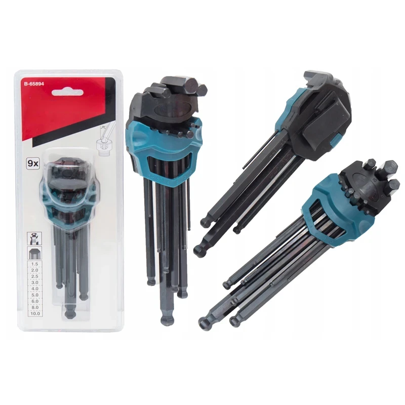 Hex Key Wrench Set 9-Piece Multiple Sizes Exagonal Wrench Allen Key Combination Set Tool Accessories B-65894
Hex Key Wrench Set 9-Piece Multiple Sizes Exagonal Wrench Allen Key Combination Set Tool Accessories B-65894